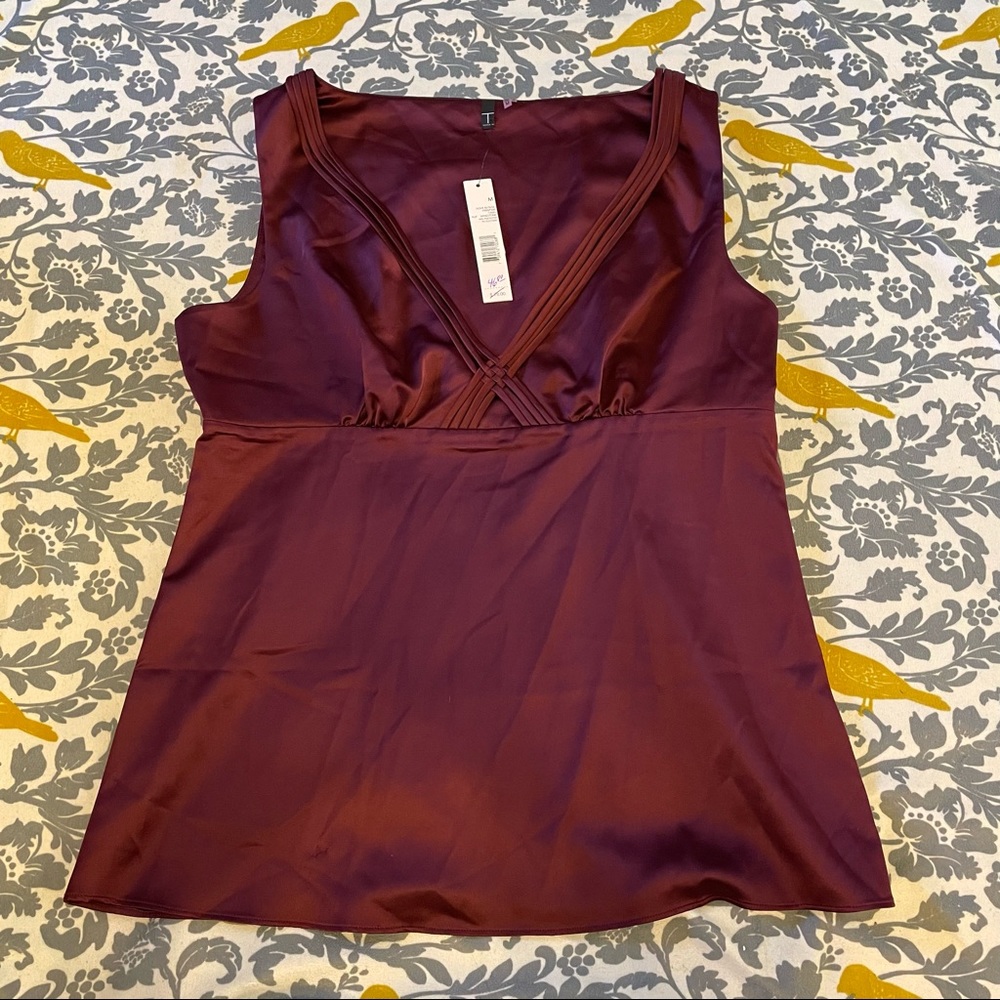 T Tahari Burgundy Nova Sleeveless Blouse NWT Size M